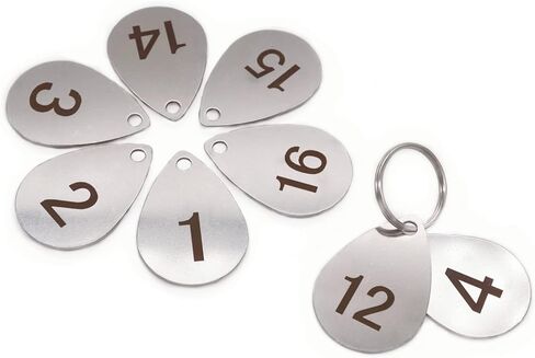 304 Stainless Steel Drop Shape Key Tags with Ring 5 pcs, Laser Number ID Tags Keychain, Numbered Key Rings - 1 to 5 in Saudi Arabia