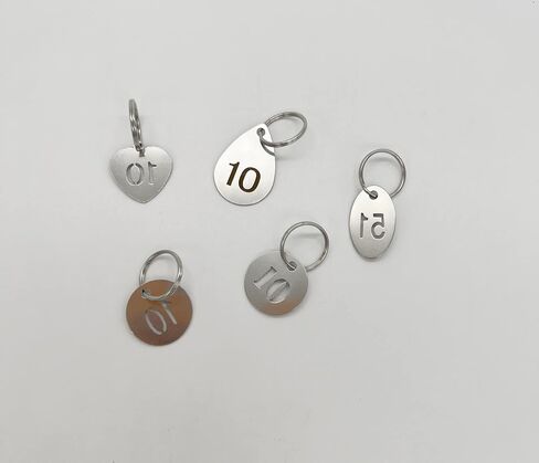 304 Stainless Steel Drop Shape Key Tags with Ring 5 pcs, Laser Number ID Tags Keychain, Numbered Key Rings - 1 to 5 in Saudi Arabia