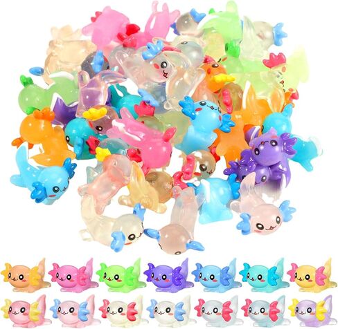 49 Pcs 14 Colors Mini Axolotl Figures Color and Luminous Mini Resin Axolotl Glow in The Dark Tiny Axolotl Charm Axolotl Craft Miniature Axolotl Ornament for DIY Garden Dollhouse Decoration in Kuwait