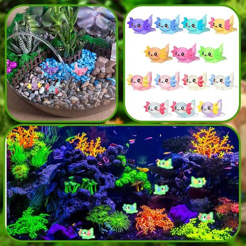 49 Pcs 14 Colors Mini Axolotl Figures Color and Luminous Mini Resin Axolotl Glow in The Dark Tiny Axolotl Charm Axolotl Craft Miniature Axolotl Ornament for DIY Garden Dollhouse Decoration in Kuwait