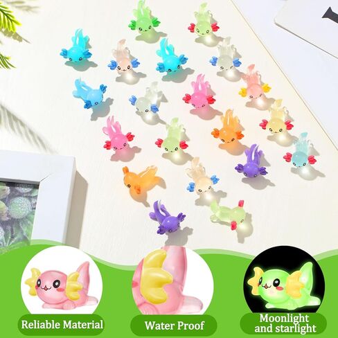 49 Pcs 14 Colors Mini Axolotl Figures Color and Luminous Mini Resin Axolotl Glow in The Dark Tiny Axolotl Charm Axolotl Craft Miniature Axolotl Ornament for DIY Garden Dollhouse Decoration in Kuwait