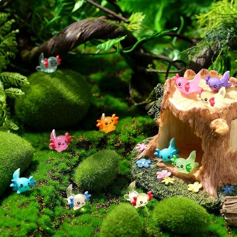 49 Pcs 14 Colors Mini Axolotl Figures Color and Luminous Mini Resin Axolotl Glow in The Dark Tiny Axolotl Charm Axolotl Craft Miniature Axolotl Ornament for DIY Garden Dollhouse Decoration in Kuwait