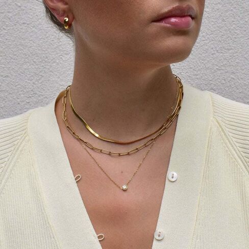 Gold Layered Necklaces for Women, Dainty Layering Chain Necklace Stackable Pendant Choker Necklaces Trendy Jewelry Gifts in Saudi Arabia