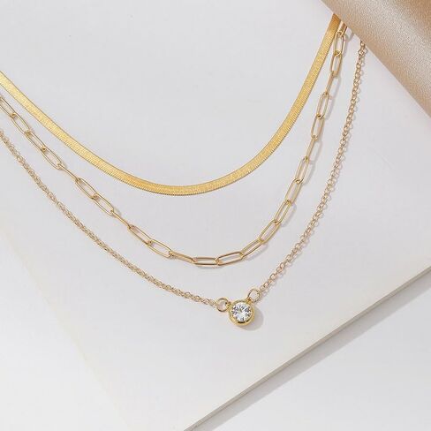 Gold Layered Necklaces for Women, Dainty Layering Chain Necklace Stackable Pendant Choker Necklaces Trendy Jewelry Gifts in Saudi Arabia