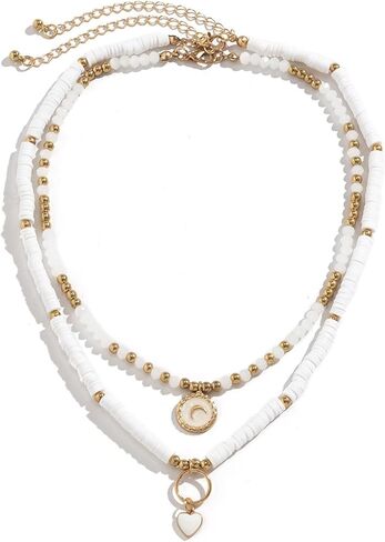 بوكا شل قلادة للرجال صدف المختنق قلادة للنساء الطبقات الملونة مطرز قلادة شل نجم البحر قلادة قلادة الصيف الشاطئ سيرفر القلائد هدايا للنساء الرجال in Kuwait