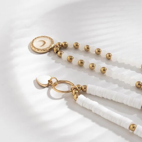 بوكا شل قلادة للرجال صدف المختنق قلادة للنساء الطبقات الملونة مطرز قلادة شل نجم البحر قلادة قلادة الصيف الشاطئ سيرفر القلائد هدايا للنساء الرجال in Kuwait