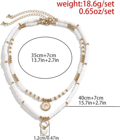 بوكا شل قلادة للرجال صدف المختنق قلادة للنساء الطبقات الملونة مطرز قلادة شل نجم البحر قلادة قلادة الصيف الشاطئ سيرفر القلائد هدايا للنساء الرجال in Kuwait