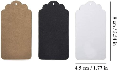 Kraft Gift Paper Tags with 99 ft Natural Jute Twine, 150 Pieces 3 Colors Rectangle Black White Brown Editable Blank Gift Labels for Christmas Gift Bags Party Supplies in Kuwait