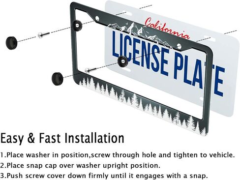Smooffly Personalized License Plate Frame Stainless Steel Blessed License Plate Cover Accessory Decorative 2 Holes and Screws Fits US Standard License Plates Size: 12.2 x 6.3 Inches for Men Women in Saudi Arabia