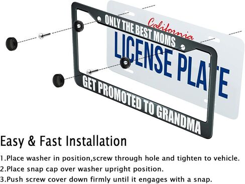 Smooffly Personalized License Plate Frame Stainless Steel Blessed License Plate Cover Accessory Decorative 2 Holes and Screws Fits US Standard License Plates Size: 12.2 x 6.3 Inches for Men Women in Saudi Arabia