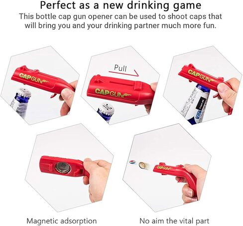 Bottle Opener,Funny Launcher Shooter Bottle Opener for Creative Drinking Game,Family Party,Bar Drinking,Outdoor Barbecue,Plastic (Red) in Saudi Arabia