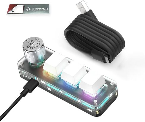 Macro Pad Macro Keyboard Programmable Keypad Customized 3-Key Mini Mechanical Gaming Keyboard, One Handed Keyboard RGB LED Backlit OSU Multifunctional Macropad wtih Knob Type C 1m Cable in Saudi Arabia