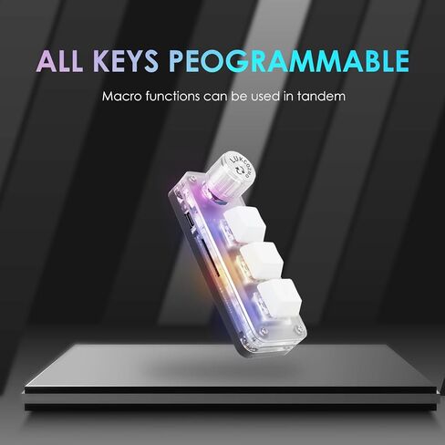 Macro Pad Macro Keyboard Programmable Keypad Customized 3-Key Mini Mechanical Gaming Keyboard, One Handed Keyboard RGB LED Backlit OSU Multifunctional Macropad wtih Knob Type C 1m Cable in Saudi Arabia