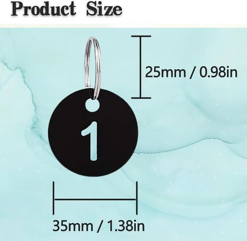 Numbers Tags 1-20, Number Tags for Live Sales, Round Numbered Tag, Plastic ID Number Tags Key Tags with Key Rings for Dormitory, Lockers (Black - 35 mm) in Saudi Arabia