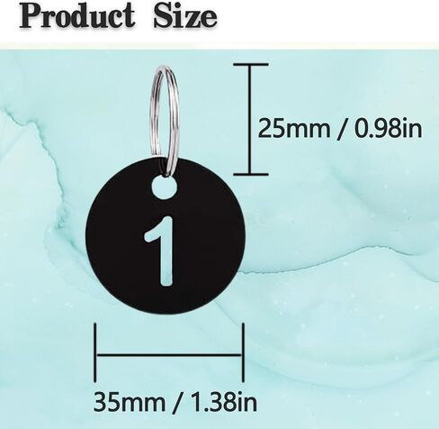 Numbers Tags 1-20, Number Tags for Live Sales, Round Numbered Tag, Plastic ID Number Tags Key Tags with Key Rings for Dormitory, Lockers (Black - 35 mm) in Saudi Arabia
