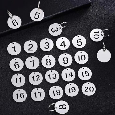 Numbers Tags 1-20, Number Tags for Live Sales, Round Numbered Tag, Plastic ID Number Tags Key Tags with Key Rings for Dormitory, Lockers (Black - 35 mm) in Saudi Arabia