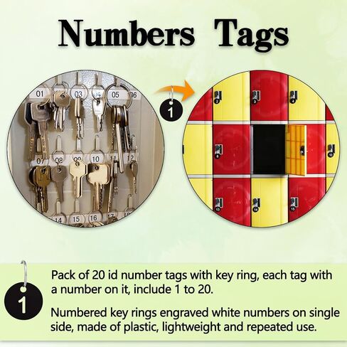 Numbers Tags 1-20, Number Tags for Live Sales, Round Numbered Tag, Plastic ID Number Tags Key Tags with Key Rings for Dormitory, Lockers (Black - 35 mm) in Saudi Arabia