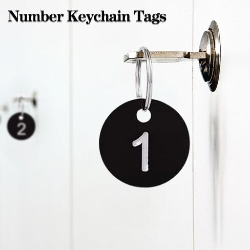 Numbers Tags 1-20, Number Tags for Live Sales, Round Numbered Tag, Plastic ID Number Tags Key Tags with Key Rings for Dormitory, Lockers (Black - 35 mm) in Saudi Arabia