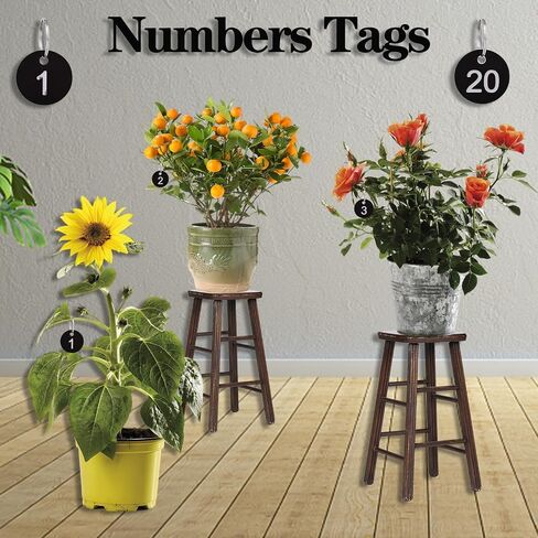 Numbers Tags 1-20, Number Tags for Live Sales, Round Numbered Tag, Plastic ID Number Tags Key Tags with Key Rings for Dormitory, Lockers (Black - 35 mm) in Saudi Arabia