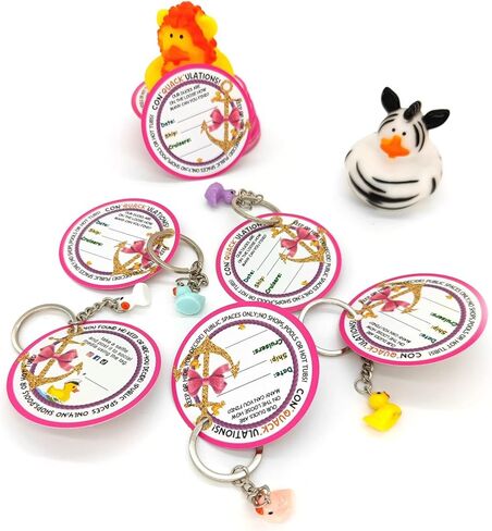 علامات بطة البط، علامات البط، علامة بطة مطاطية مبحرة، بطاقة لعبة البط، سلسلة مفاتيح بطة صفراء لطيفة ثلاثية الأبعاد مع علامات كروز، مجموعة من 20 قطعة (وردي) in Kuwait