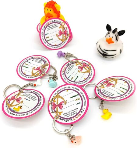 علامات بطة البط، علامات البط، علامة بطة مطاطية مبحرة، بطاقة لعبة البط، سلسلة مفاتيح بطة صفراء لطيفة ثلاثية الأبعاد مع علامات كروز، مجموعة من 20 قطعة (وردي) in Kuwait