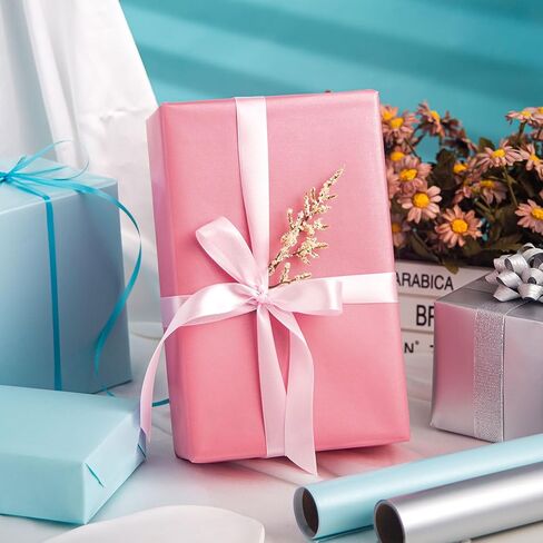Homeral Birthday Wrapping Paper Roll - Pink with Balloon, Gift Box, Happy Birthday Lettering Cute Birthday Gift Wrap Paper for Birthday, Baby Shower, Party - 3 Rolls: 17 x 120 Inch Per Roll in Saudi Arabia