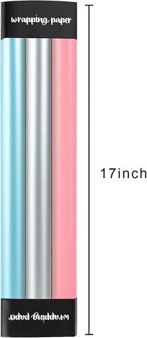 Homeral Birthday Wrapping Paper Roll - Pink with Balloon, Gift Box, Happy Birthday Lettering Cute Birthday Gift Wrap Paper for Birthday, Baby Shower, Party - 3 Rolls: 17 x 120 Inch Per Roll in Saudi Arabia