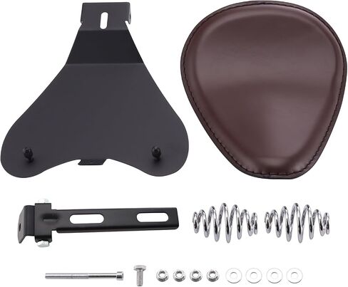 3" Solo Seat Fit for Bobber, Brown Motorcycle Complete Seat with Cushion Base Spring in Saudi Arabia