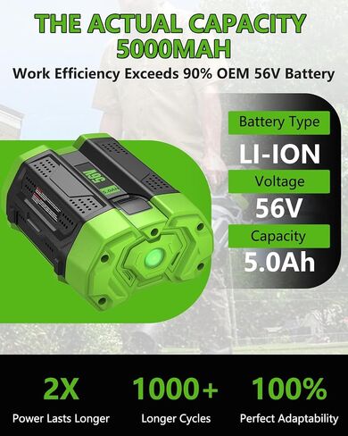 استبدال 5.0Ah لبطارية EGO 56V المتوافقة مع بطارية ليثيوم أيون EGO 56 فولت BA1400T BA2800 BA2800T BA4200 BA4200T المتوافقة مع أدوات الطاقة EGO 56V منفاخ أوراق الشجر بالمنشار in Kuwait