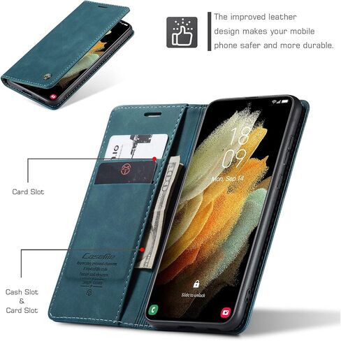 حافظة هاتف خلوي من Kowauri لهاتف Galaxy S21 Ultra، حافظة قابلة للطي من الجلد الصناعي مع فتحة للبطاقة، إغلاق مغناطيسي، مسند (قهوة) in Saudi Arabia