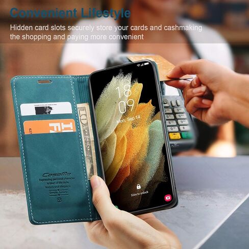حافظة هاتف خلوي من Kowauri لهاتف Galaxy S21 Ultra، حافظة قابلة للطي من الجلد الصناعي مع فتحة للبطاقة، إغلاق مغناطيسي، مسند (قهوة) in Saudi Arabia