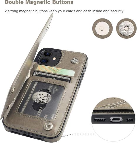 Vaburs Compatible with iPhone 12 and iPhone 12 Pro Case Wallet with Card Holder,Embossed Butterfly Pattern PU Leather Double Magnetic Buttons Flip Shockproof Cover 6.1 Inch(Blue) in Kuwait
