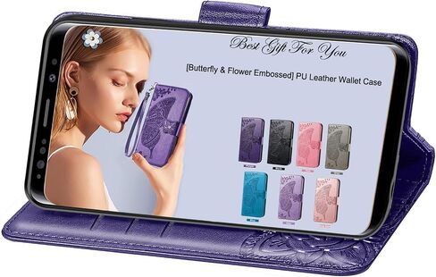 for Samsung Galaxy A37 5G Phone Case Wallet,Women Man Flip Folio Cover Credit Card Holders Butterfly Flower Embossed PU Leather Wrist Strap Kickstand Case for Samsung Galaxy A37 Purple in Kuwait