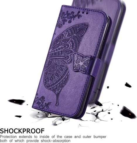 for Samsung Galaxy A37 5G Phone Case Wallet,Women Man Flip Folio Cover Credit Card Holders Butterfly Flower Embossed PU Leather Wrist Strap Kickstand Case for Samsung Galaxy A37 Purple in Kuwait