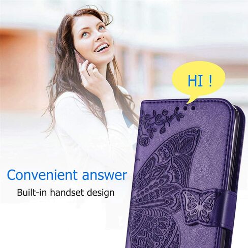 for Samsung Galaxy A37 5G Phone Case Wallet,Women Man Flip Folio Cover Credit Card Holders Butterfly Flower Embossed PU Leather Wrist Strap Kickstand Case for Samsung Galaxy A37 Purple in Kuwait