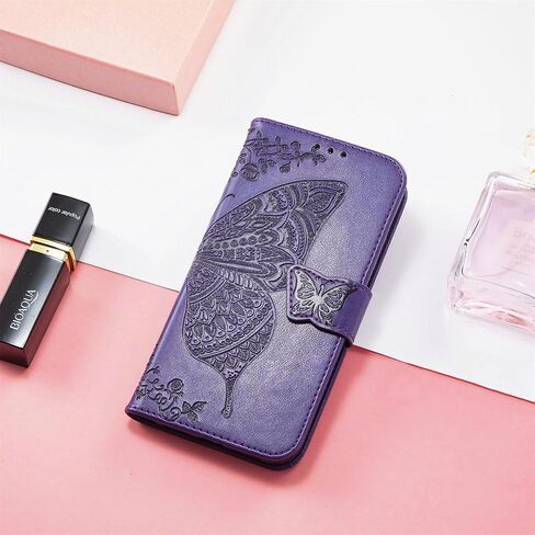for Samsung Galaxy A37 5G Phone Case Wallet,Women Man Flip Folio Cover Credit Card Holders Butterfly Flower Embossed PU Leather Wrist Strap Kickstand Case for Samsung Galaxy A37 Purple in Kuwait