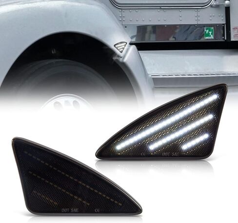 Gempro LED Side Marker Lights for 2008-2021 Kenworth T660 T170 T370 T270 Amber Turn Signal Lights Corner Lights Lamps Smoked Lens, 2PCS in Saudi Arabia
