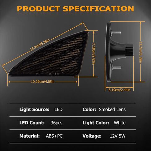 Gempro LED Side Marker Lights for 2008-2021 Kenworth T660 T170 T370 T270 Amber Turn Signal Lights Corner Lights Lamps Smoked Lens, 2PCS in Saudi Arabia