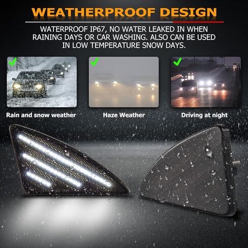 Gempro LED Side Marker Lights for 2008-2021 Kenworth T660 T170 T370 T270 Amber Turn Signal Lights Corner Lights Lamps Smoked Lens, 2PCS in Saudi Arabia