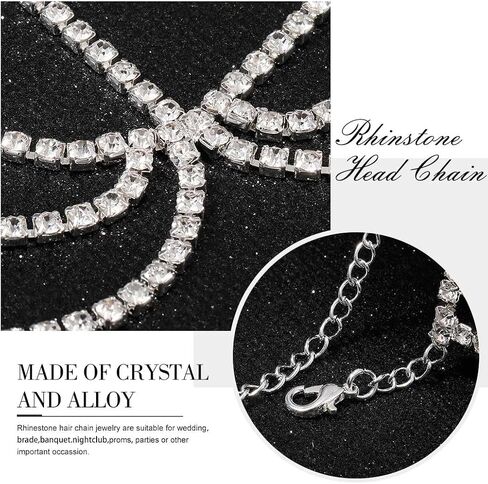 Jovono Boho Rhinestone Head Chain Bridal Wedding Headpiece Crystal Face Chain Layered Hair Jewelry Accessories for Women and Girls in Saudi Arabia
