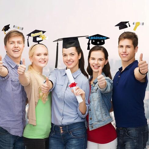 2023 Graduation Headband Bachelor Hat Head Bopper Party Hair Hoop Headdress Hair Decorations Headwear 1PCS in Saudi Arabia