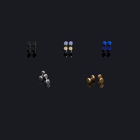 MDFUN مقياس مزيف 316L جراحي من الفولاذ المقاوم للصدأ عيون شريرة مستديرة دمبل ترصيع مسطح in Kuwait