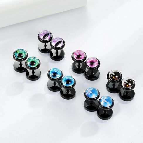 MDFUN مقياس مزيف 316L جراحي من الفولاذ المقاوم للصدأ عيون شريرة مستديرة دمبل ترصيع مسطح in Kuwait