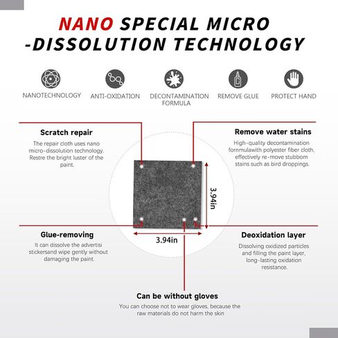 مزيل خدوش السيارة من قماش نانو سباركل، قماش نانو لامع لخدوش السيارة، قماش نانو للخدوش الصغيرة والمتوسطة على السطح، قماش نانو سحري مع قفازات للاستعمال مرة واحدة (عبوتان) in Kuwait