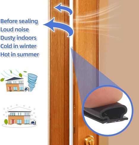 Rubber Weather Stripping Door Seal Strip,20 Feet Self-Adhesive Backing D-Shape Easy Cut Rubber Weather Seal Strip for Door Frame Insulation Large Gap in Saudi Arabia