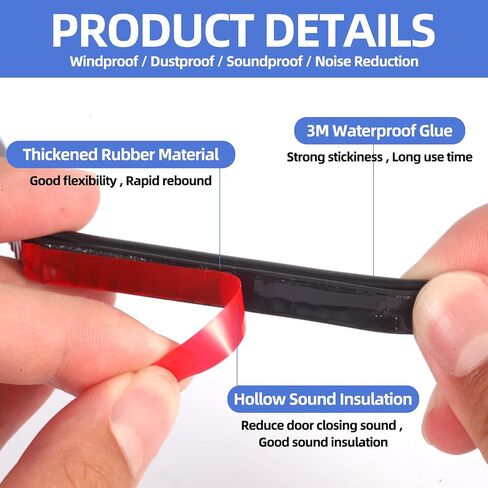 Rubber Weather Stripping Door Seal Strip,20 Feet Self-Adhesive Backing D-Shape Easy Cut Rubber Weather Seal Strip for Door Frame Insulation Large Gap in Saudi Arabia