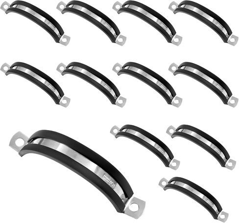 12 Pack 1 Inch Cable Clamps, Stainless Steel Pipe Clamp, Rubber Clamp Cushioned Insulated, Loop Clamp Metal clamps for Tube Pipe Wire Lines Hoses in Saudi Arabia