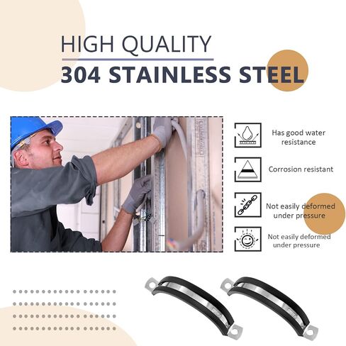 12 Pack 1 Inch Cable Clamps, Stainless Steel Pipe Clamp, Rubber Clamp Cushioned Insulated, Loop Clamp Metal clamps for Tube Pipe Wire Lines Hoses in Saudi Arabia