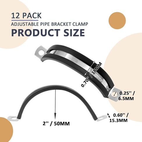 12 Pack 1 Inch Cable Clamps, Stainless Steel Pipe Clamp, Rubber Clamp Cushioned Insulated, Loop Clamp Metal clamps for Tube Pipe Wire Lines Hoses in Saudi Arabia