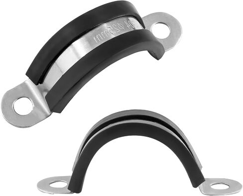12 Pack 1 Inch Cable Clamps, Stainless Steel Pipe Clamp, Rubber Clamp Cushioned Insulated, Loop Clamp Metal clamps for Tube Pipe Wire Lines Hoses in Saudi Arabia